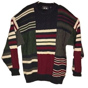Woods & Gray Sweater Mens Large Plaid Colorblock Pullover Cotton Blend Cosby 90s